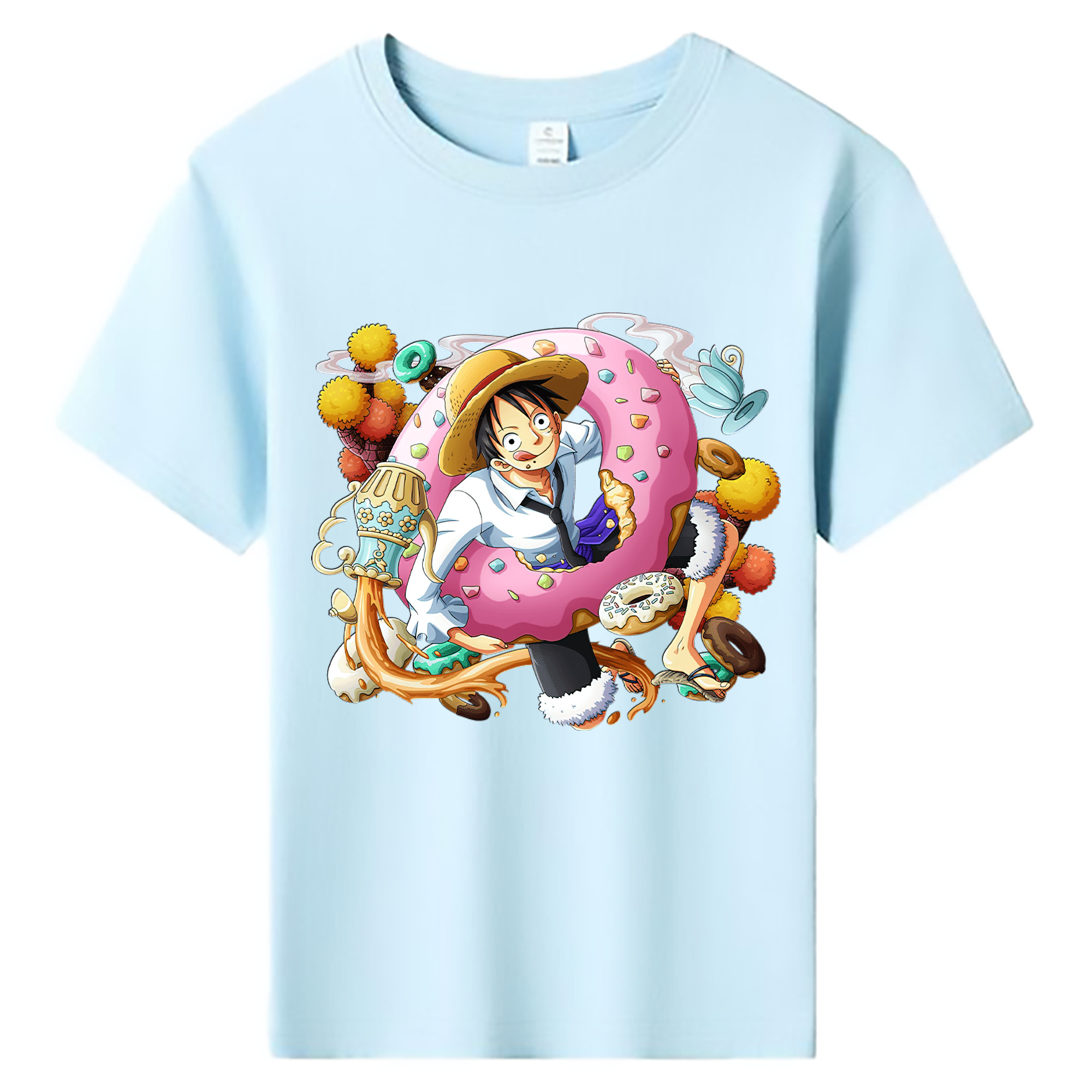 ワンピース モンキー・D・ルフィ ONE PIECE Monkey D. Luffy 綿100％キッズTシャツ（フロントプリント）